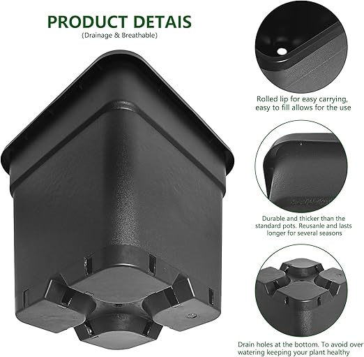 🪴 Black Plastic Flower Pot 🍅 Vegetable Garden Box 🏡 Indoor Outdoor Use 🔧🥕💦