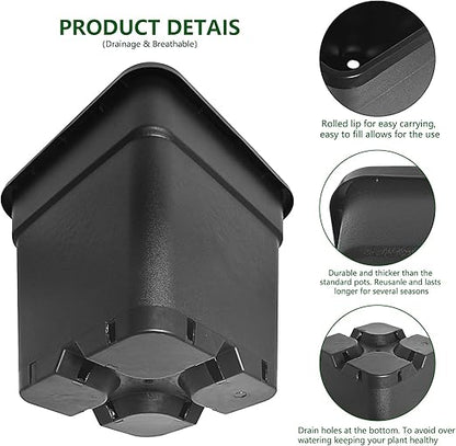 🪴 Black Plastic Flower Pot 🍅 Vegetable Garden Box 🏡 Indoor Outdoor Use 🔧🥕💦