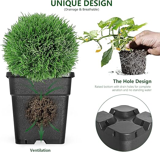 🪴 Black Plastic Flower Pot 🍅 Vegetable Garden Box 🏡 Indoor Outdoor Use 🔧🥕💦
