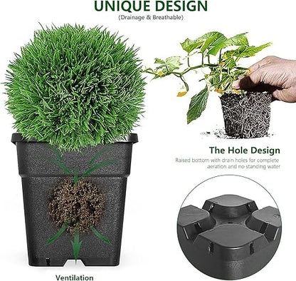 🪴 Black Plastic Flower Pot 🍅 Vegetable Garden Box 🏡 Indoor Outdoor Use 🔧🥕💦